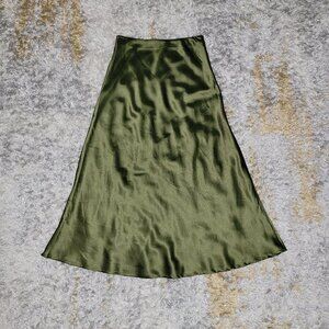Green silky Maxi skirt